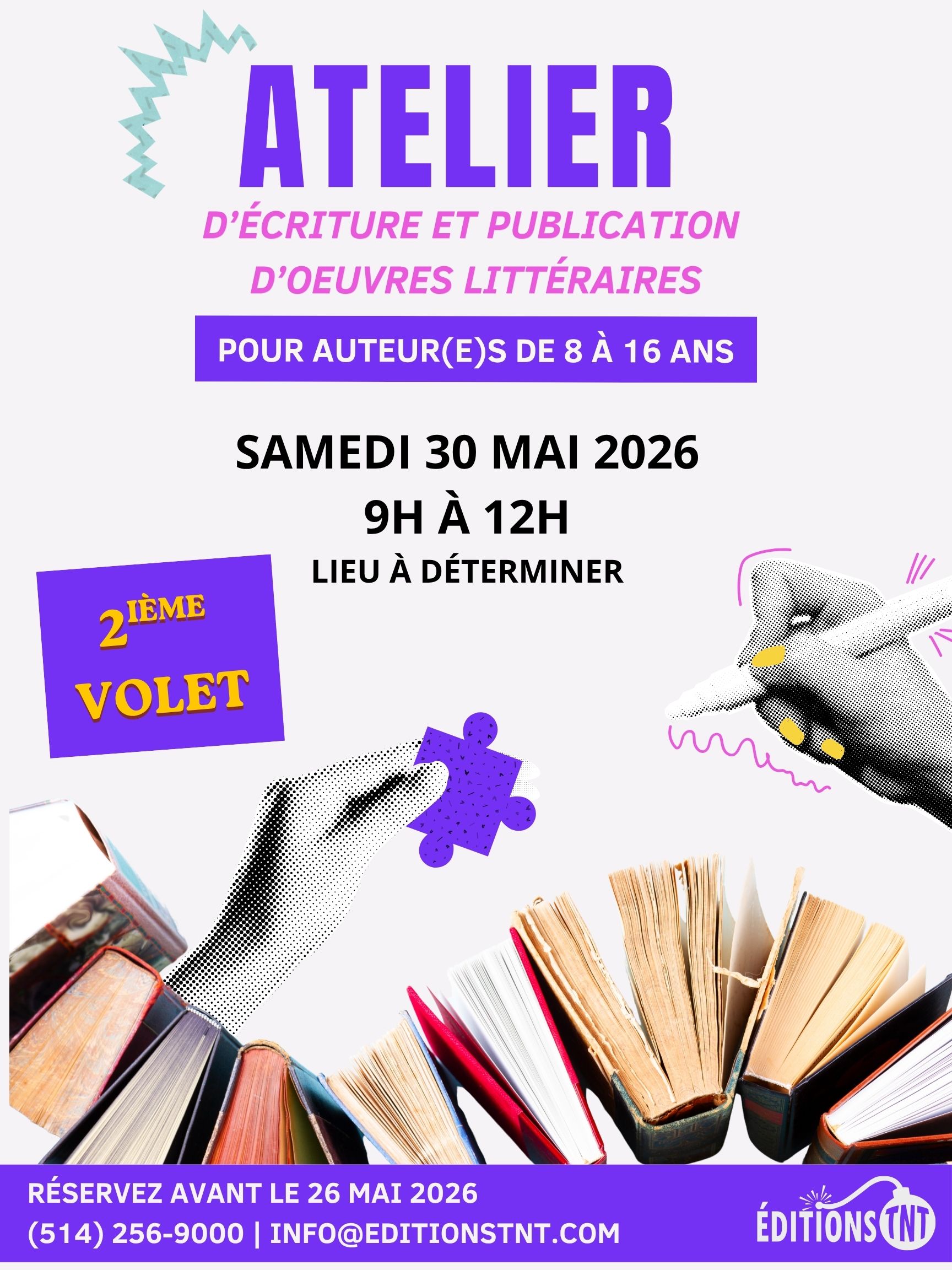 Atelier d&rsquo;écriture et publication d&rsquo;oeuvres littéraires